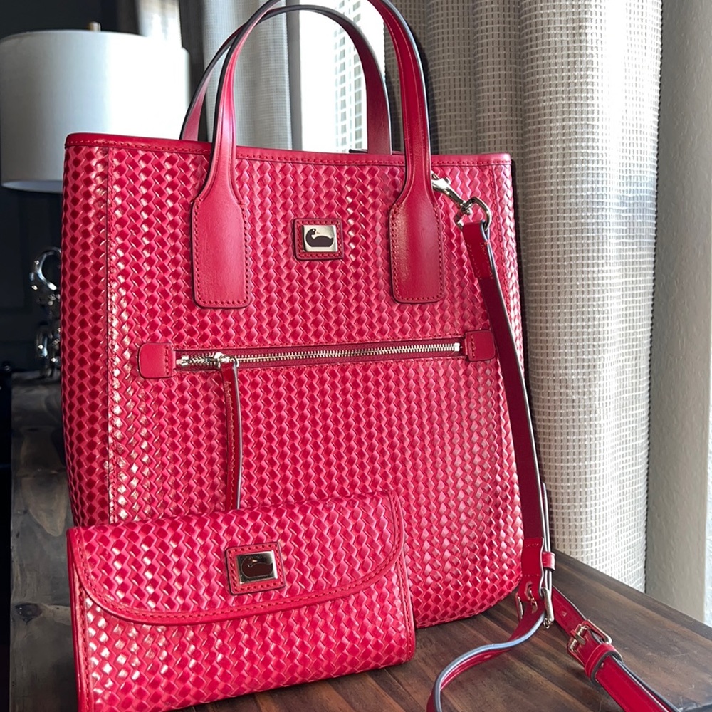 Dooney & Bourke Woven Leather Camden Handle Tote AND wallet